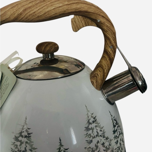 🌲White Green Tree Design Teapot whistling kettle 2,6L Prenium Collection NWT🌲 - Picture 7 of 10